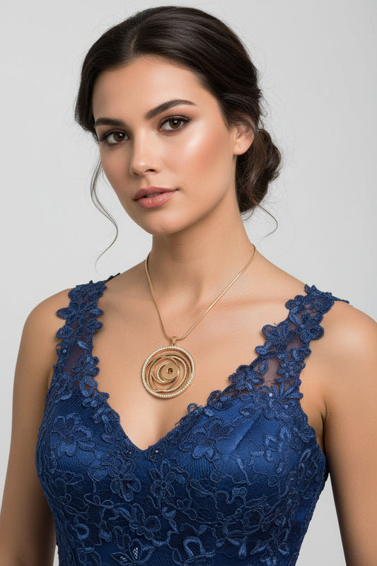 Statement Rose Gold Crystal Swirls Necklace