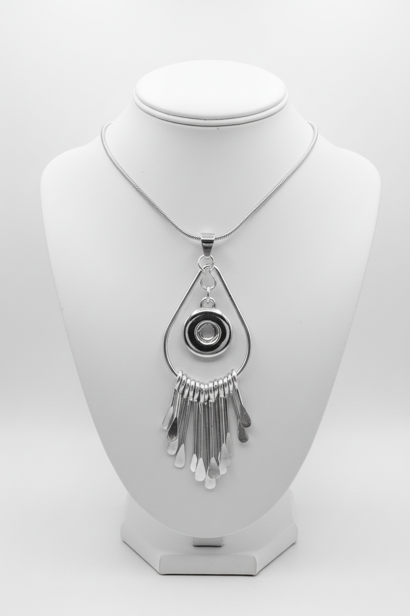 Petite Silver Tone Dangle Dream Catcher Necklace