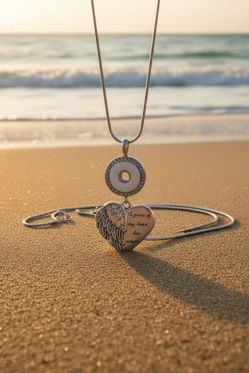 Statement A Piece Of My Heart Has Wings Heart Necklace