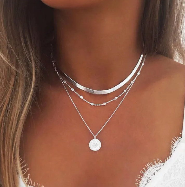 Silver Three-Layer Necklace