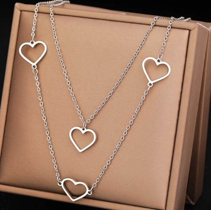 Stainless Steel Heart Dangle Necklace