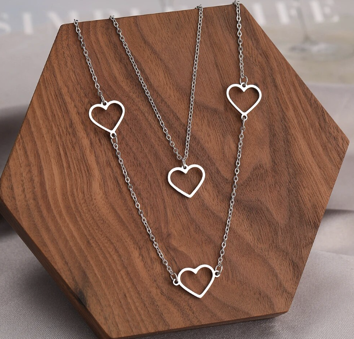 Stainless Steel Heart Dangle Necklace