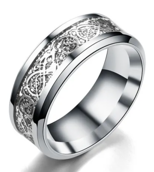Silver Swirl Base Stainless Steel Ring