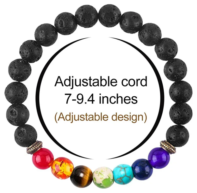 Natural Lava Stone Beads Stretch Chakra Bracelet