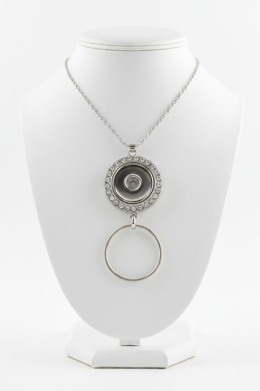 Statement Crystal Glasses/Clip Charm Holder Necklace