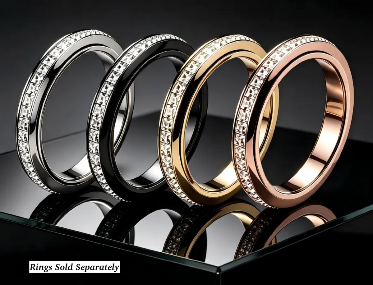 Rhinestone Starry Sky Ring Stainless Steel Geometric Spinner Ring