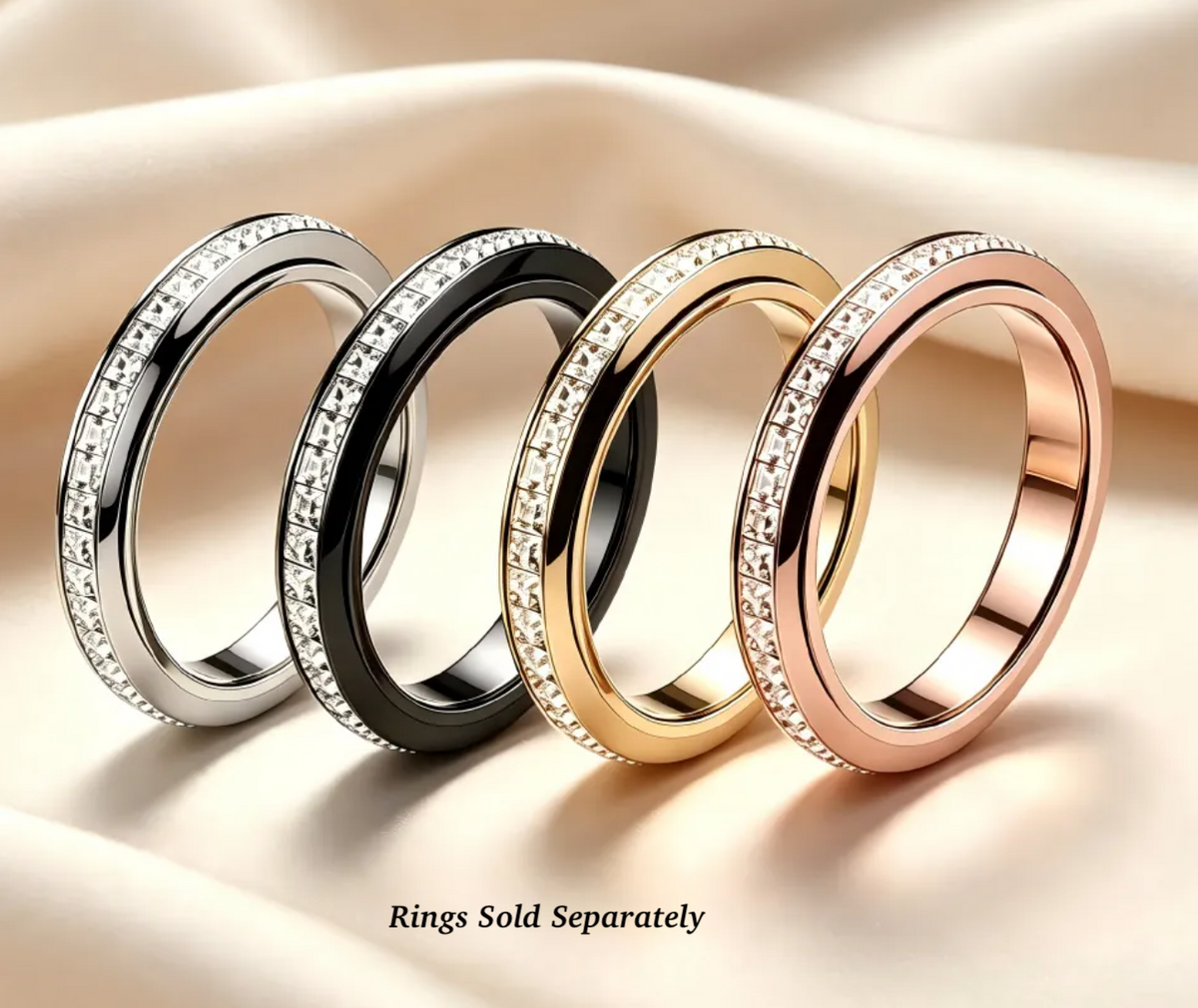 Rhinestone Starry Sky Ring Stainless Steel Geometric Spinner Ring