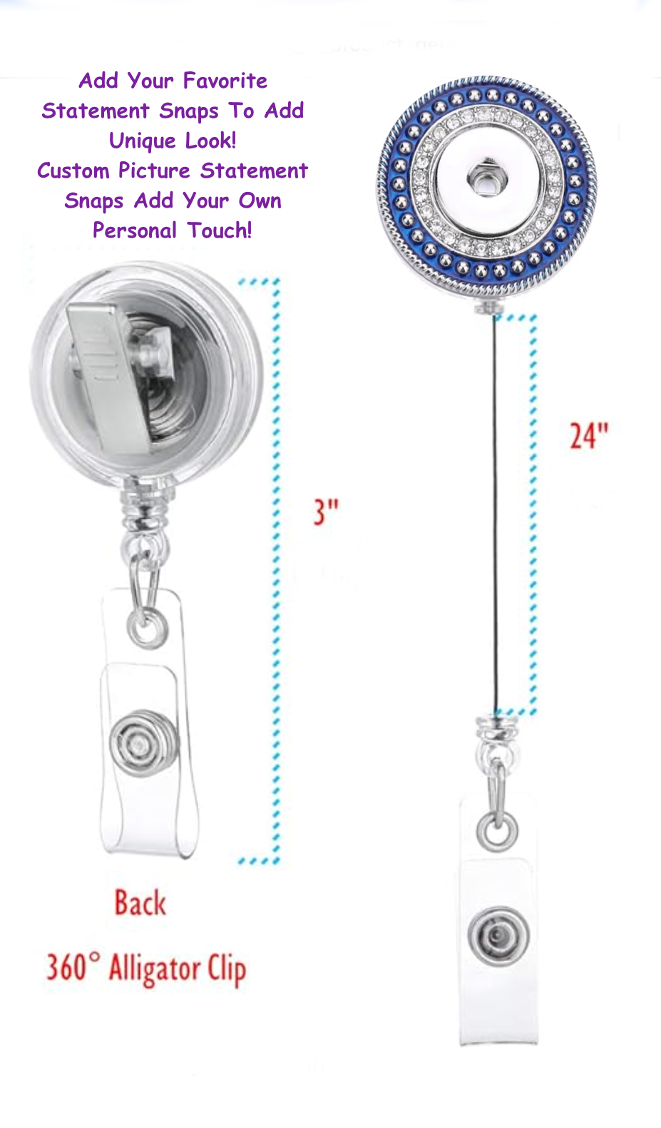 Statement Beautiful Blue Swivel Clip Badge Reel