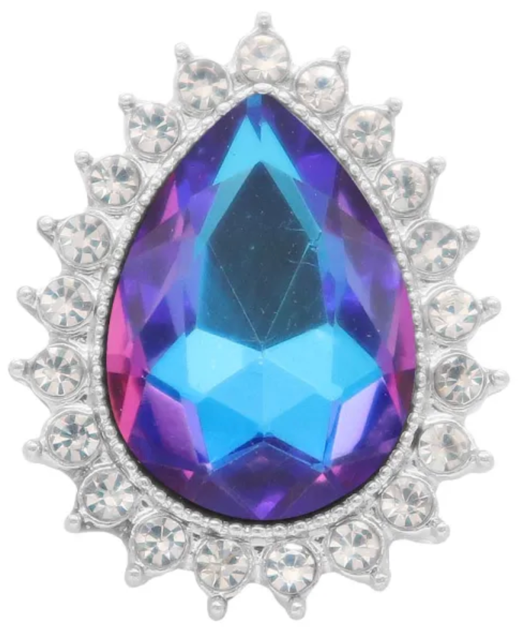 Statement Iridescent Crystal Teardrop Snap