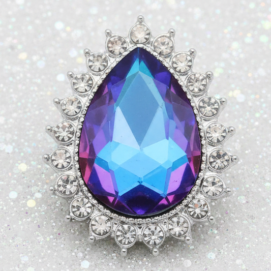 Statement Iridescent Crystal Teardrop Snap