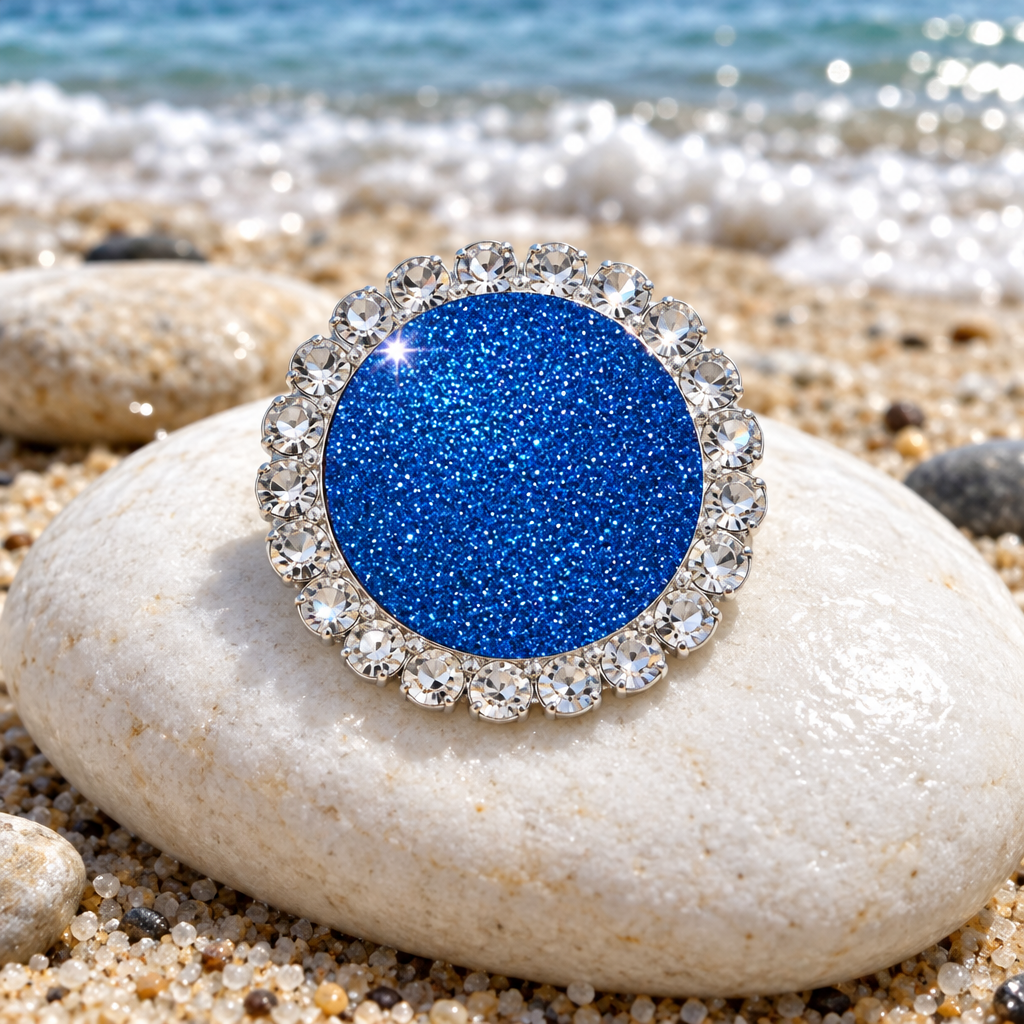 Statement Brilliant Blue Glitter Bling Glitter Snap