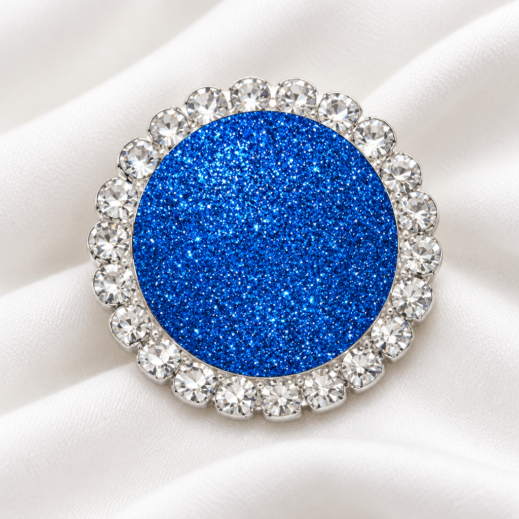 Statement Brilliant Blue Glitter Bling Glitter Snap