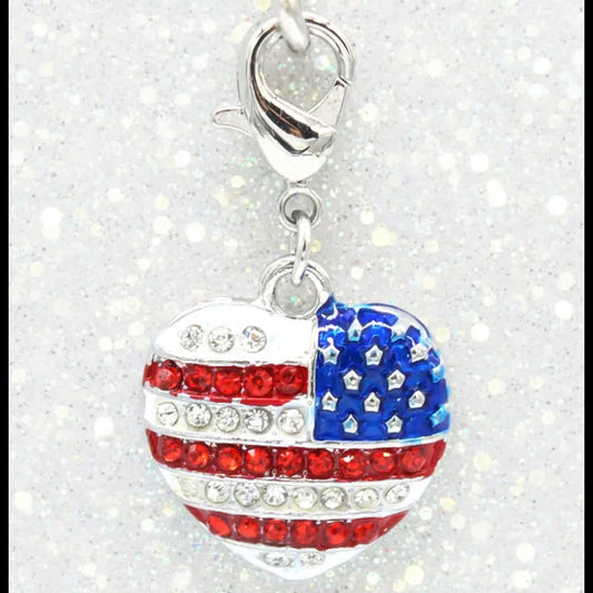 Flag Heart Clip Charm Snappy Jewels