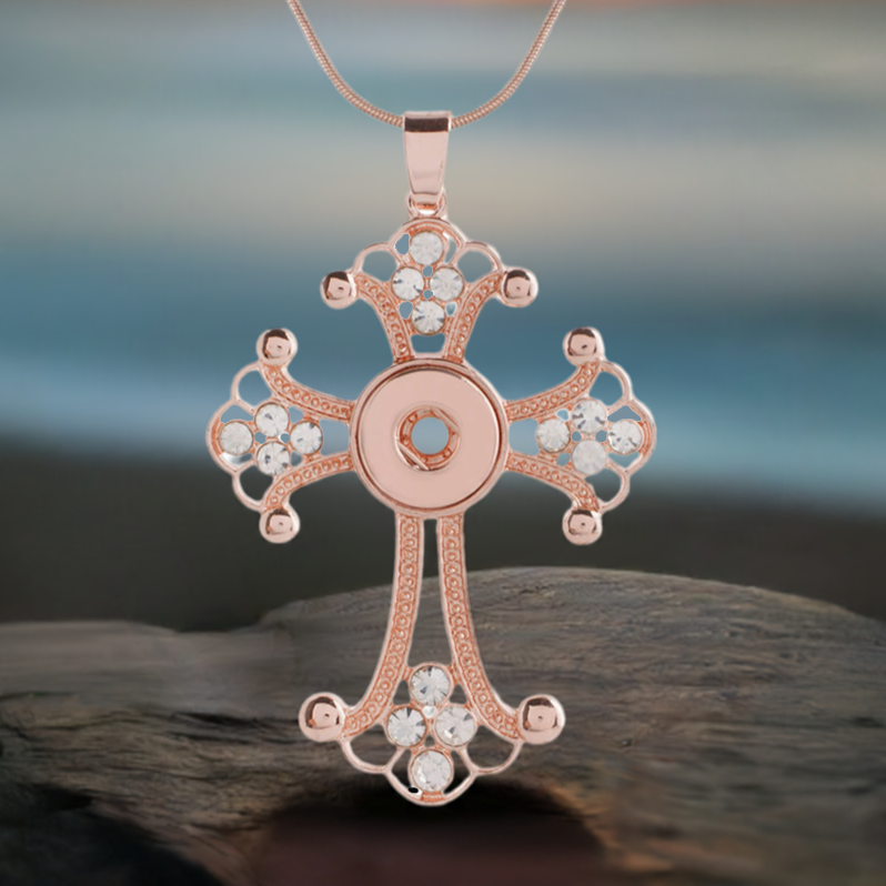 Petite Rose Gold Tone Crystal Cross Necklace