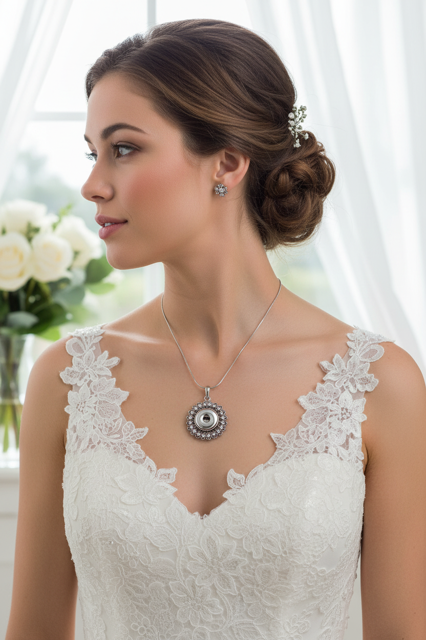 Statement Silver Tone Crystal Flower Necklace