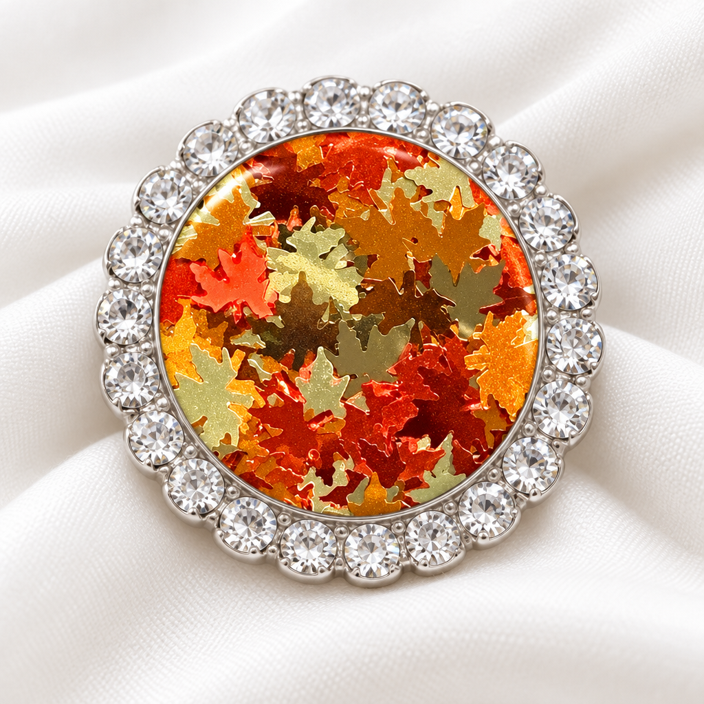Statement Fall Leaves Glitter Snap