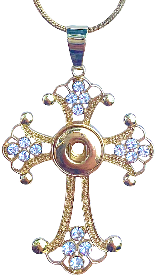 Petite Gold Crystal Cross Necklace