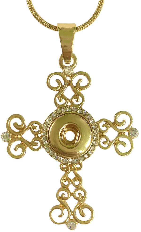 Petite Gold Tone Crystal Cross Necklace