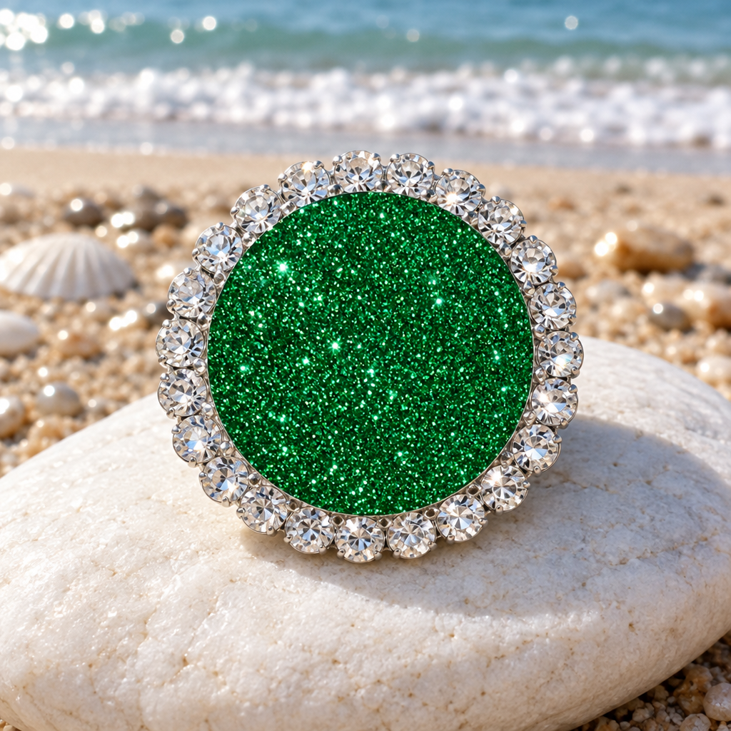 Statement Glorious Green Glitter Bling Glitter Snap