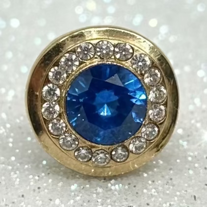 Petite Gold with Clear & Blue Crystals Snap