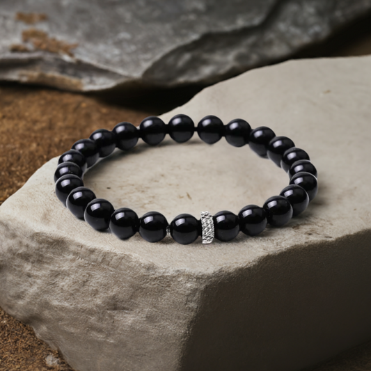 Black Agate Stretch Bracelet