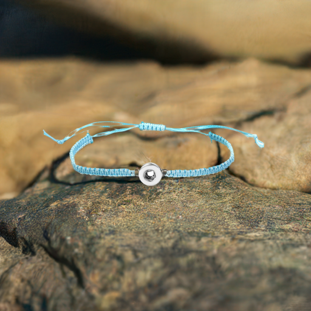 Petite Light Blue Woven Pull Bracelet