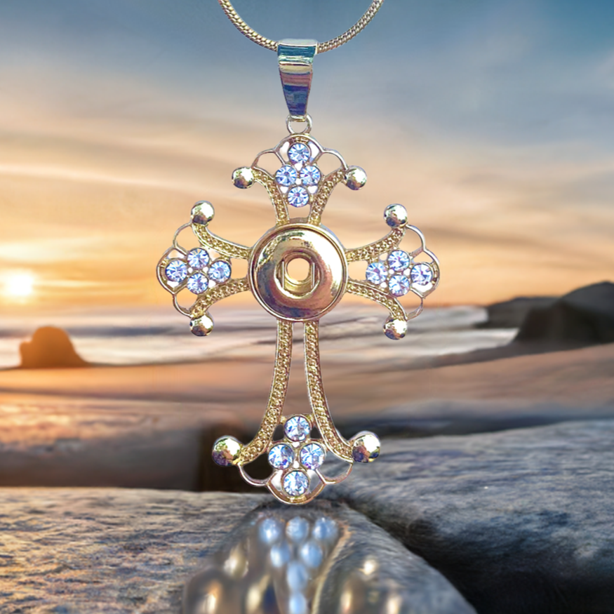 Petite Gold Crystal Cross Necklace