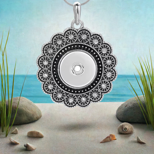 Statement Silver Tone Vintage Swirls Dangle Necklace
