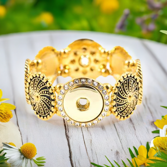 Statement 4 Snap Crystal Bling Stretch Bracelet