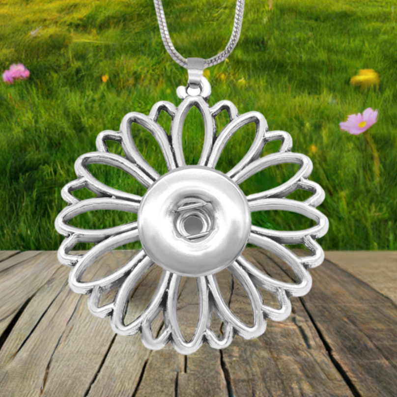 Petite Silver Tone Sunflower Necklace