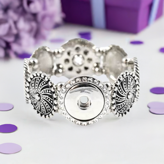 Statement 4 Snap Crystal Bling Stretch Bracelet