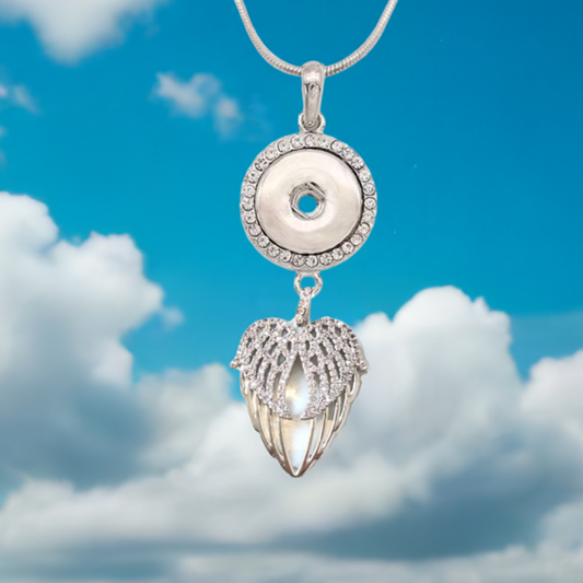 Statement Shimming Crystals Angel Wings Dangle Necklace