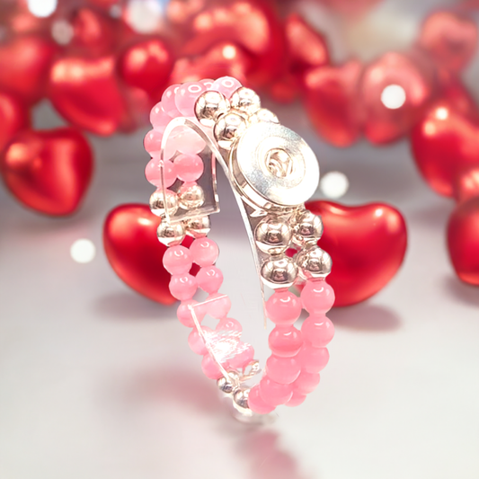 Statement Pink Double Strand Beaded Stretch Bracelet