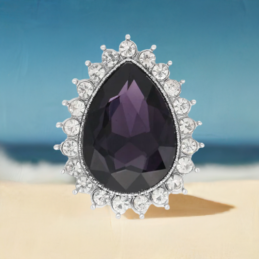 Statement Purple Crystal Teardrop Snap