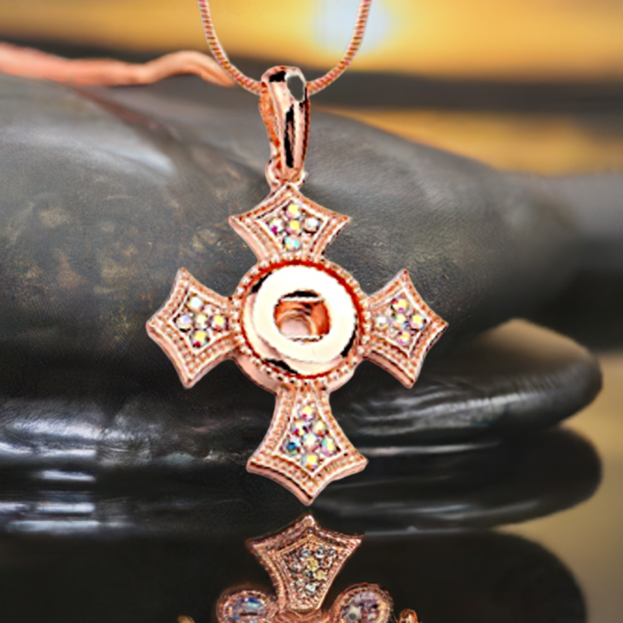 Petite Rose Gold Crystal Cross Necklace