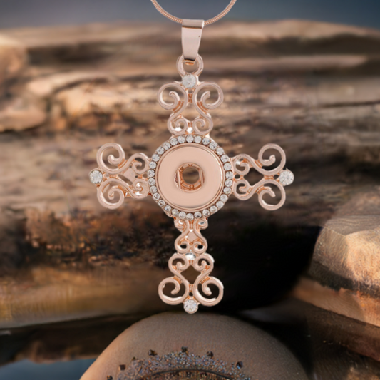 Petite Rose Gold Tone Crystal Cross Necklace