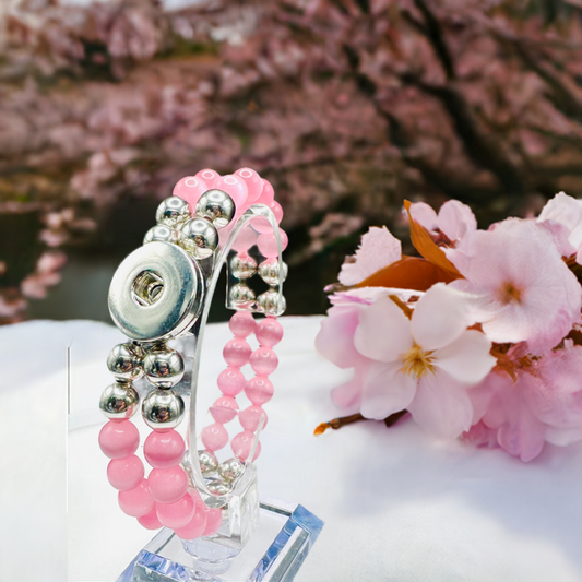 Statement Deep Pink Double Strand Beaded Stretch Bracelet