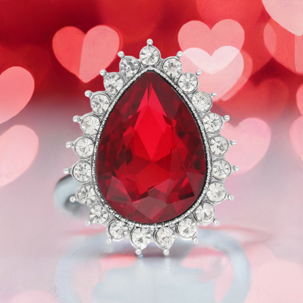 Statement Red Crystal Teardrop Snap