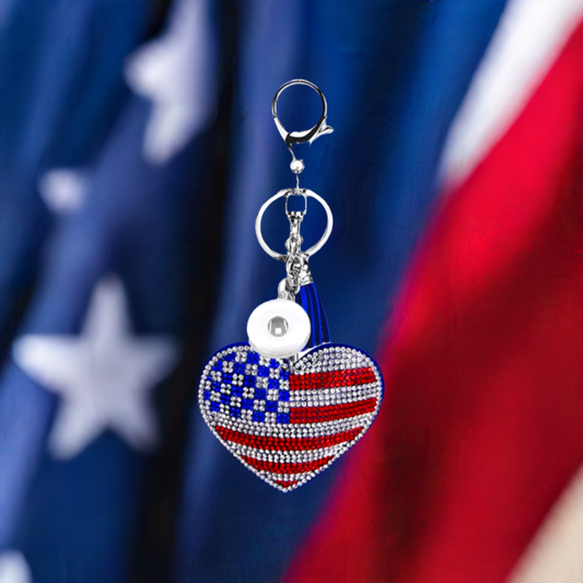 Patriotic Heart Sparkle Statement Keychain