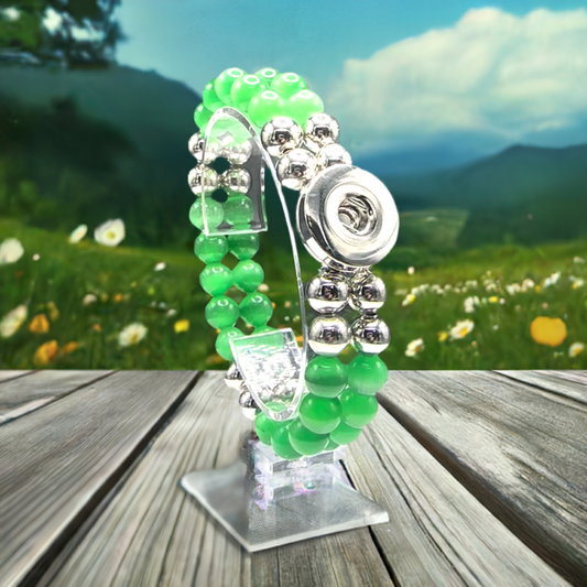 Statement Light Green Double Strand Beaded Stretch Bracelet