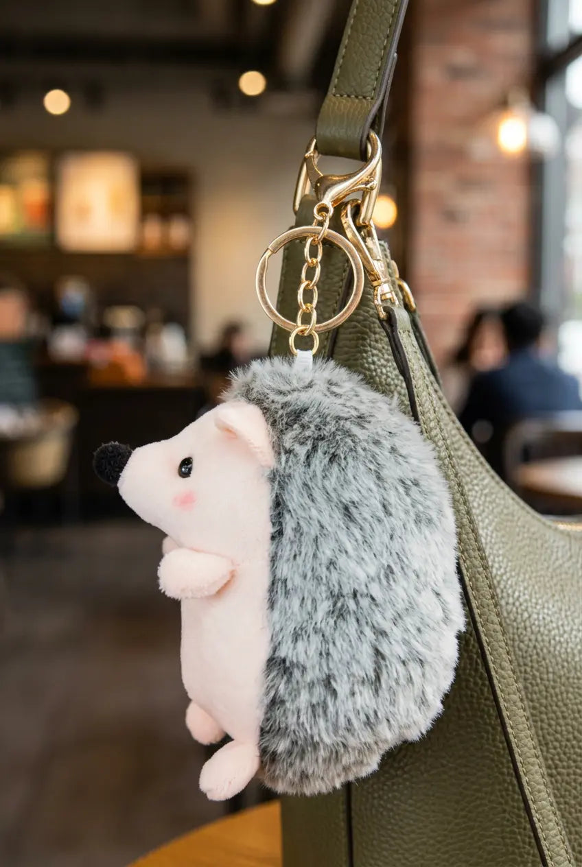 Fluffy Hedgehog Plush Keychain/Purse Decoration Snappy Jewels