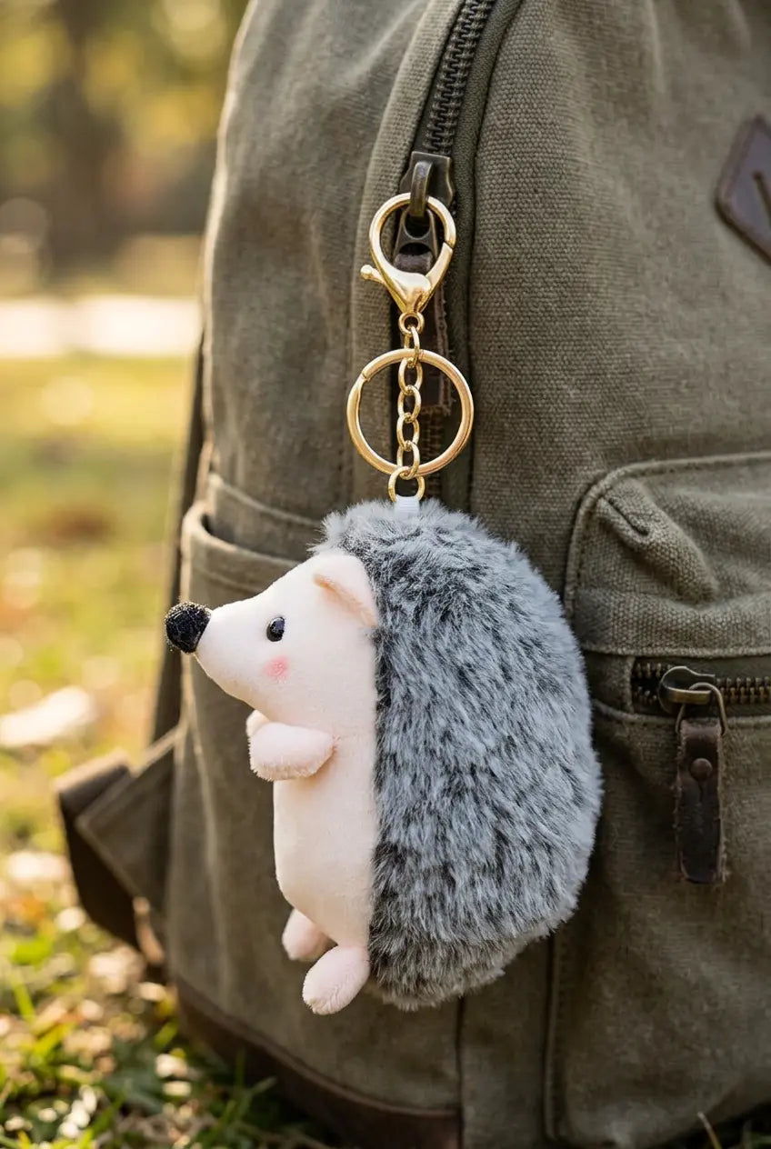 Fluffy Hedgehog Plush Keychain/Purse Decoration Snappy Jewels