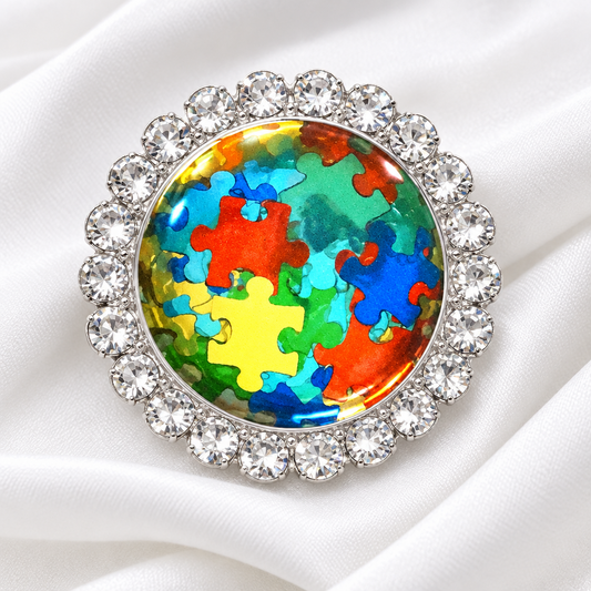 Statement Puzzle Pieces Bling Glitter Snap