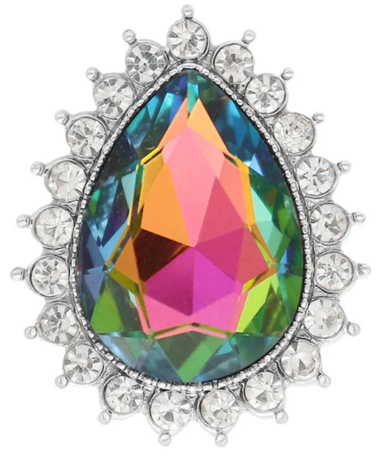 Statement Iridescent Crystal Teardrop Snap