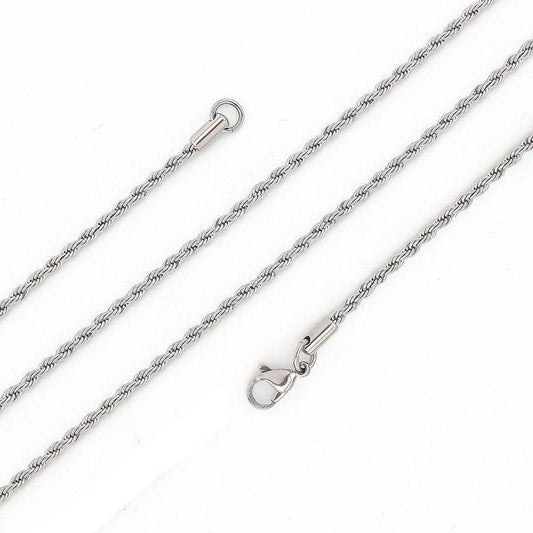 31" Silver Tone Twist Stainless Steel Snake Chain