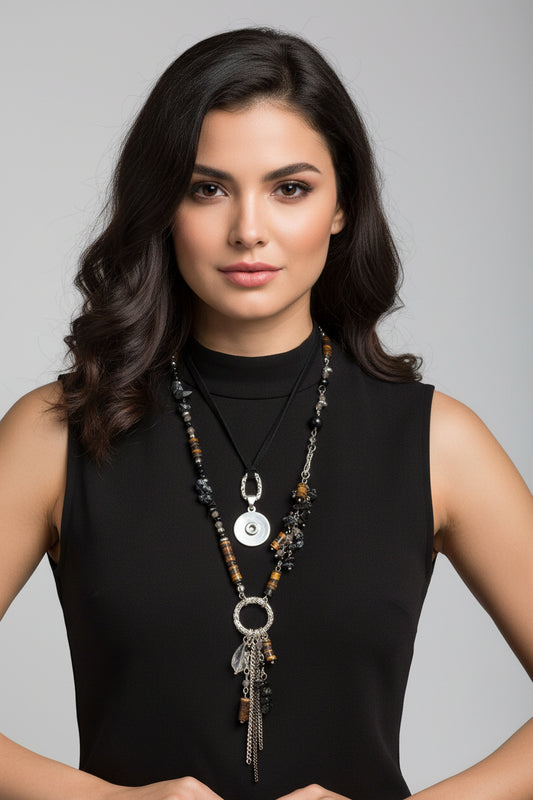 Statement BoHo Necklace: Black/Brown