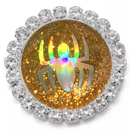 Statement Orange Holographic Spider Bling Glitter Snap