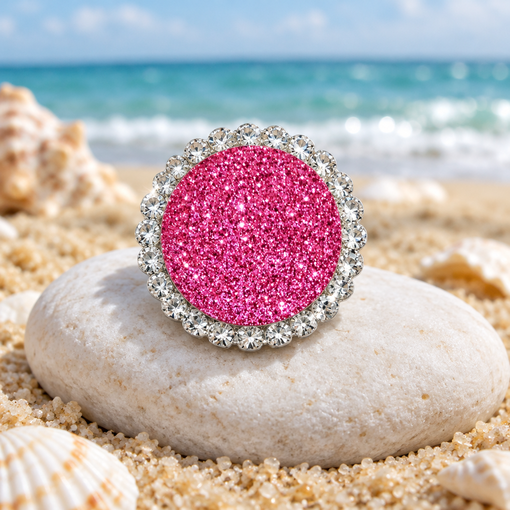 Statement Passionate Pink Glitter Bling Glitter Snap