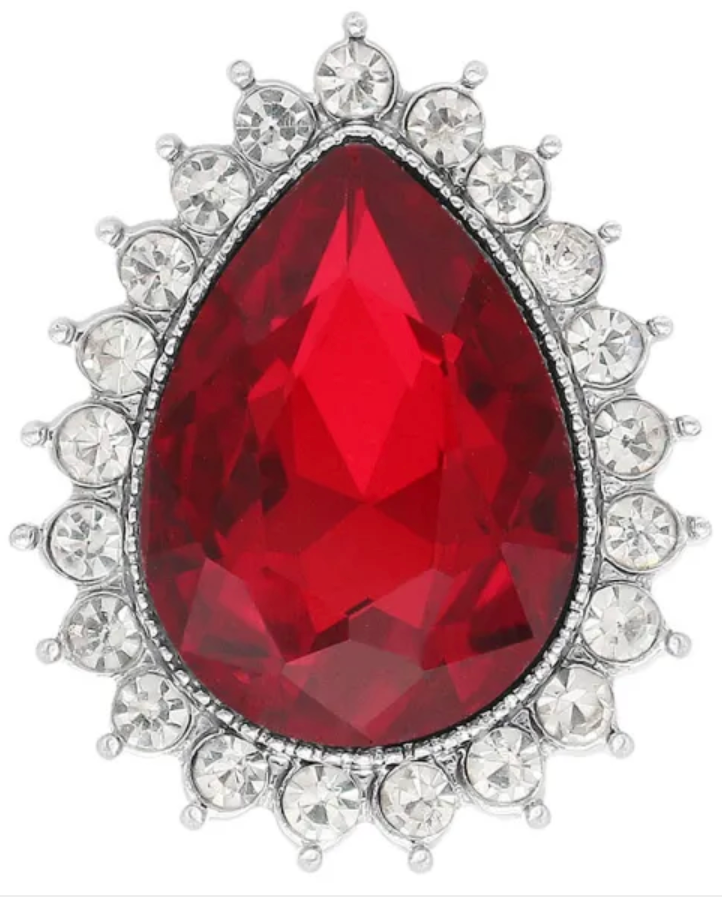 Statement Red Crystal Teardrop Snap