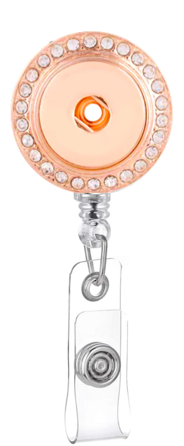 Statement Rose Gold Crystal Circle Swivel Clip Badge Reel